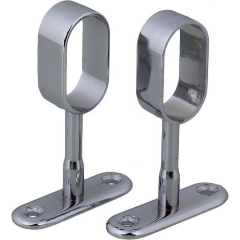 Lot de 2 supports de penderie ovales en alliage de zinc plaqué argent 16 mm (1/5)