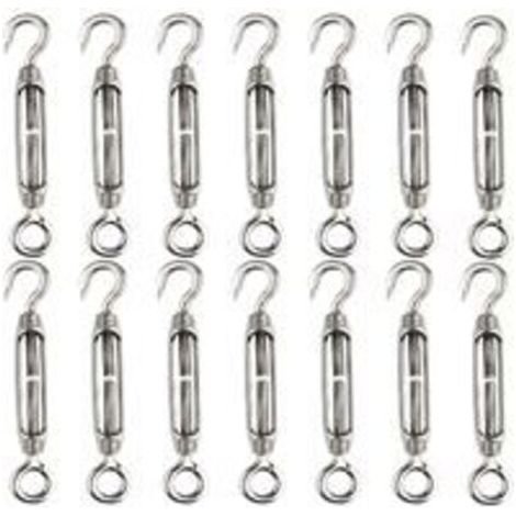 14-teiliger M4-Drahtspanner mit Haken und Öse, Spanner aus Edelstahl 304, Hochleistungsseilspannung (1/5)