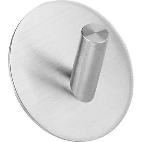 Runder Klebehaken aus gebürstetem Edelstahl in Silber, kein Bohren erforderlich, für Dusche, Badezimmer und Küche. (1/5)