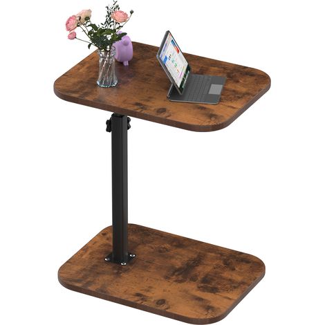 Table d'appoint bout de canapé avec roulettes Cadre en métal Desserte de lit Support ordinateur portable (1/5)