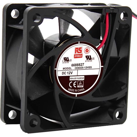 Ventilateur axial RS PRO 12 V c.c., 39.1m³/h, 60 x 60 x 25mm, 2.8W ( Prix pour 1 ) (1/3)