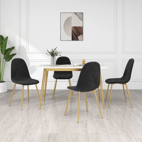 Lot de 4 Chaises Ă manger,Chaises de salle Ă manger noir velours HH22654 (1/5)
