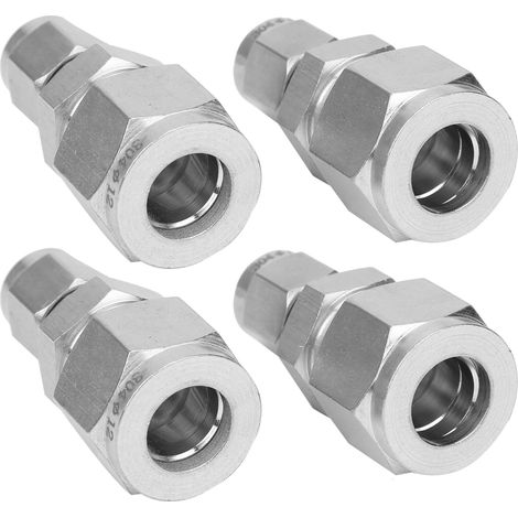 4 raccords à compression droits à double anneau en acier inoxydable pour tuyaux (Ф6-Ф12) (1/5)