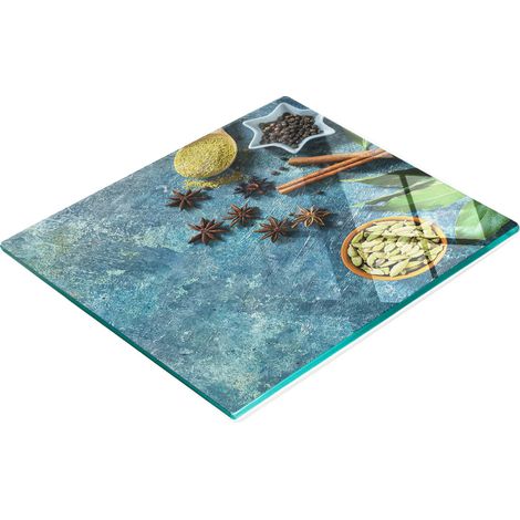 Tabla de cortar y servir decorativa de vidrio con piedra para especias, 60x52 cm (1/5)
