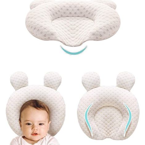 Ergonomisches Babyschlafkissen aus Memory-Schaum (0-12 Monate), maschinenwaschbares Kissen zur Unterstützung des flachen Kopfes. (1/5)