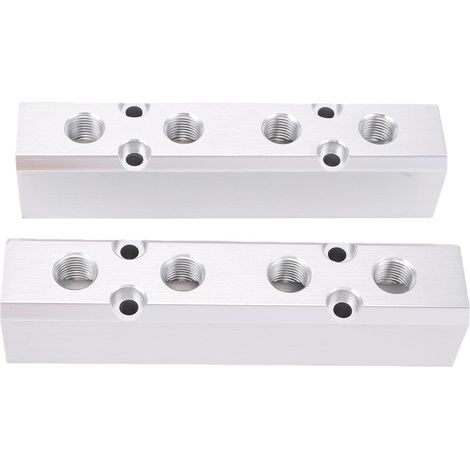 Lot de 2 collecteurs de compresseur d'air, bloc de distribution d'air 4 voies 6 ports, sortie NPT 1/4", port d'alimentation NPT 1/2" (1/5)