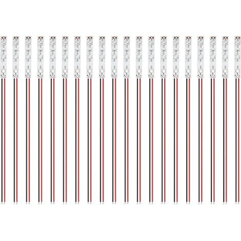 20 Pieces 50mm Pre Wired SMD LED Modeling 2835 12-18V LED Strips, Red (1/5)