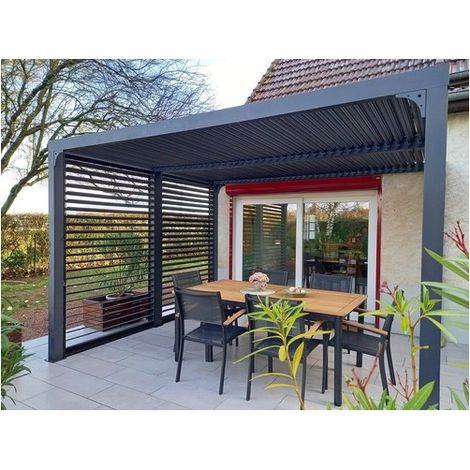 Pergola Bioclimatica Autoportante Alluminio 360x300 cm Lamelle Laterali