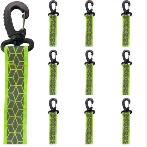 Lot de 10 pendentifs réfléchissants pour le cyclisme en extérieur - Visibilité améliorée, marqueurs réfléchissants pour sacs à dos et vêtements Vert (1/3)