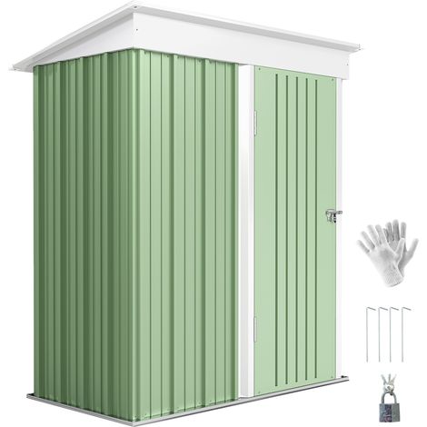 Outsunny 5x3ft Steel Small Garden Shed, Outdoor Lean-to Shed Green
