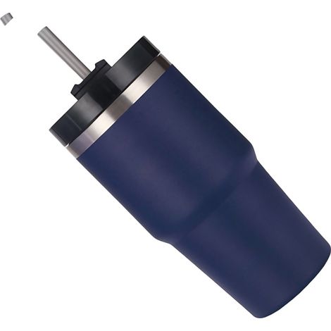 Edelstahl-Vakuumisolierter Becher mit Strohhalm, poliert, glänzend, hält Getränke heiß oder kalt, Auto-Vakuumisolierter Becher, Lila-Blau, 590 ml (1/4)