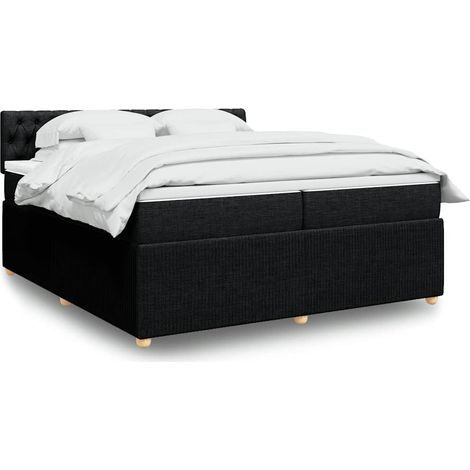 Boxspringbett mit Matratze Schwarz 200x200 cm Stoff