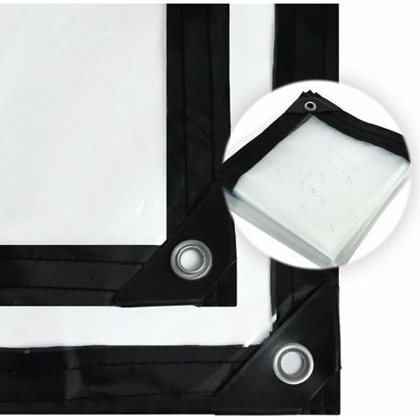 Bâche imperméable Transparente avec œillets, bâche imperméable Transparente, en polyéthylène résistant aux intempéries(3x3m) (1/5)