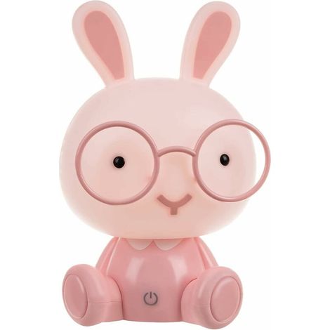 Lampe LED veilleuse pour enfant lapin rose avec 3 niveaux d'intensité lumineuse (1/5)