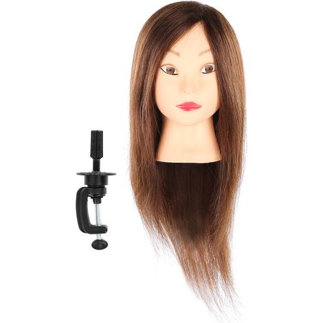Tête de mannequin cheveux pour coiffure avec support, buste d'entraînement en cosmetologie (1/5)