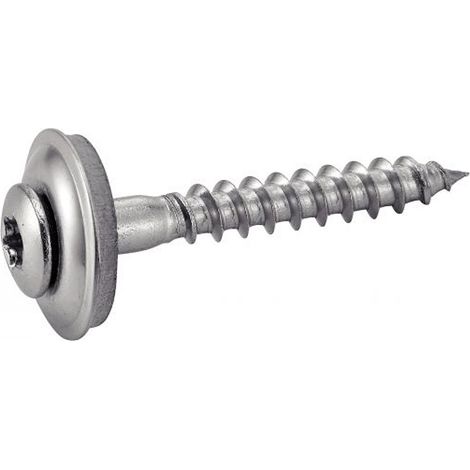 Vis à bois tête fraisée bombée six lobes - Avec rondelle EPDM Ø20 - Inox A2 4,5x45 mm - Gris Anthracite mm - Boîte de 200 (1/4)