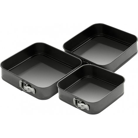 TrAdE Shop Traesio - 3 Tortiere Quadrate Tortiera A Cerniera Removibile Antiaderente Misure 22 24 26 -