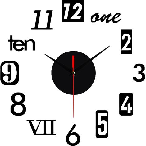 Horloge murale DIY sans cadre, horloge murale miroir 3D, autocollants muraux silencieux créatifs (1/5)