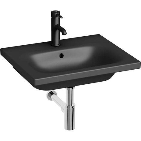 Jika Mio-N - Lavabo 55 x 45 cm, avec trop-plein, avec trou pour robinetterie, noir mat H8127127161041 (1/2)