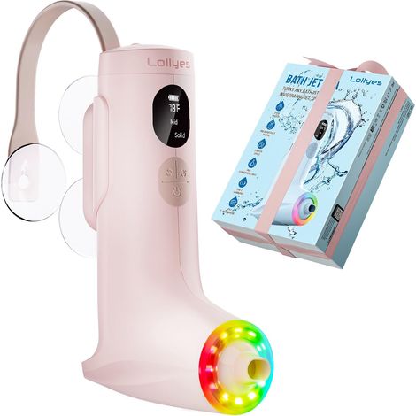 Spa à jet de bain avec mode jet/bulles, vitesse d'eau à 3 niveaux, éclairage LED et batterie de 2600 mAh, accessoire de baignoire portable pour spa à domicile, cadeau bien-être pour femme (rose)
