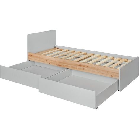 Letto bambino 90x200 collezione BIBOU, color grigio e rovere. Cassetti inclusi (1/3)