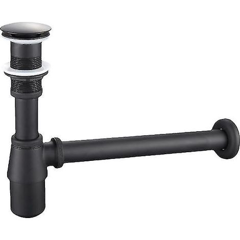 Siphon d'évier universel avec tube plongeur de 200 mm, réglable, anti-odeurs et anti-fuites, pour évier mural haut de gamme (1 1/4 x 32 mm). (1/2)