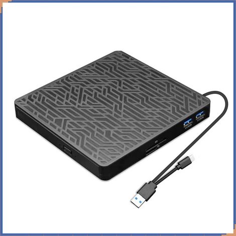 Lecteur optique externe USB 3.0, compatible avec les hubs multifonctions d'ordinateur, les graveurs de DVD, les graveurs de CD-RW et prend en charge les lecteurs de cartes SD, TF et USB. (1/5)