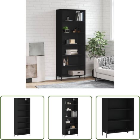 Holzwerkstoff -  Highboard Schwarz 69,5x32,5x180 cm Holzwerkstoff (1/5)