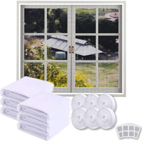 6Pcs Moustiquaire Fenetre, 130x150cm Moustiquaires pour Fenêtre, Filet Écran Insecte Avec Bandes Autocollantes, Sans Perçage