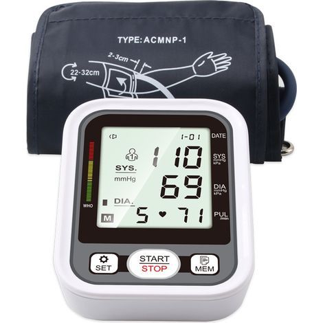 Tensiomètre automatique avec écran LCD, usage domestique, haut du bras, sphygmomanomètre numérique, sans fonction vocale (1/4)