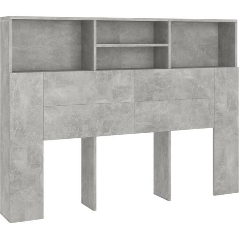Tête de lit avec rangement accessoire de lit table de chevet étagère 140 x 19 x 103,5 cm MDF gris TDL0200037
