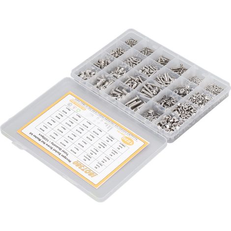 Kit de 1220 vis, écrous et rondelles à six pans creux en acier inoxydable 304, haute résistance à l'usure, tailles M2, M3, M4 et M5. (1/5)