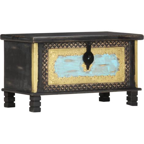 vidaXL Baule Nero 80x40x45 cm in Legno Massello di Mango (1/5)