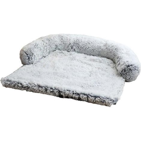 Weiches Katzenkissen, langes Plüsch-Hundebett, Schlafsofa, Geschenk für Haustiere, grau und weiß