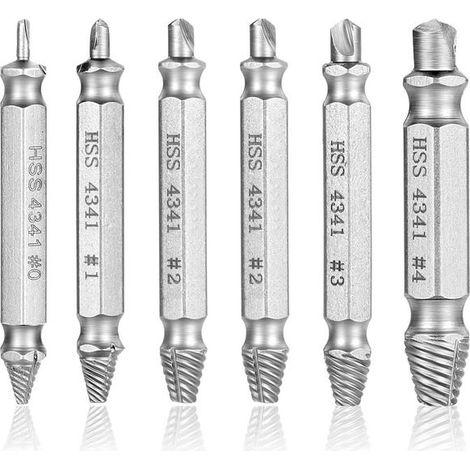 Questo set di estrattori per viti da 6 pezzi è progettato per rimuovere facilmente le viti danneggiate. (1/4)