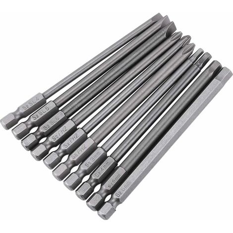 10pcs Embouts de Tournevis Hexagonal Magnétique en Acier Allié 1/4 Pouce Embouts de Tournevis Cruciformes (1/5)