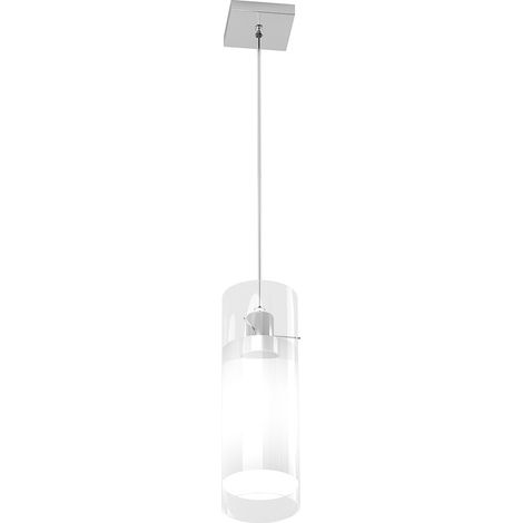 Sospensione Contemporanea Cilinder Metallo Cromo Vetro Satinato 1 Luce E27