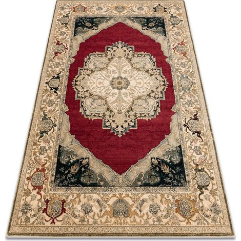 Wollteppich POLONIA Palazzo velvet Rosette rot multicolour 170x235 cm