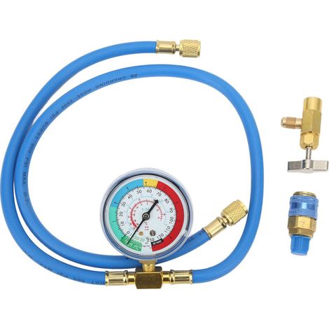 Kit de tuyaux de charge de fluorure pour climatiseur 134A, comprenant un raccord de réfrigérant et un ouvre-bouteille.