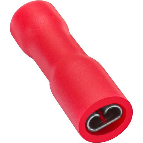 100 Pcs FDFD1.25-110 2.8x0.5mm Female Cable Terminals Fully Insulated Vinyl Quick Disconnect Cable Terminals for 0.5-1.5mm² (22-16AWG), Red, Pack of 100 (1/5)
