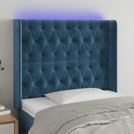 Tête de lit à LED Bleu foncé 93x16x118/128 cm Velours vidaXL (1/5)
