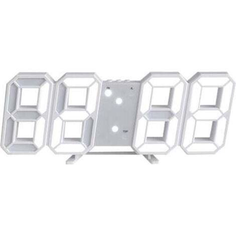 Horloge murale digitale LED 3D avec affichage heure/température/date, mémoire temps, fonction snooze et veilleuse réglable (1/5)