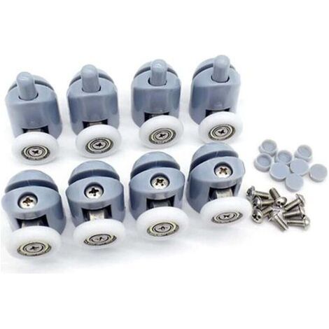 Set mit 8 Duschkabinenrollen – Ersatzteile für Duschkabinen – 4 obere Rollen + 4 untere Rollen – 23 mm (1/4)