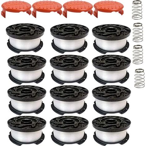 Pièces de rechange Weed Eater pour Black Decker AF-100, 9,1 m 0,065" Bobines de rechange pour coupe-bordures (12 bobines + 4 capuchons + 4 ressorts) (1/5)