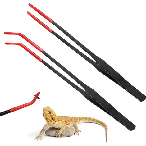 2 Pcs Pince Aquarium Longue, Pince à épiler, Pinces pour Reptiles, Pinces Courbé et Droit en Acier Inoxydable avec Embouts en Caoutchouc, Accessoires pour Aquarium et Terrarium (1/5)