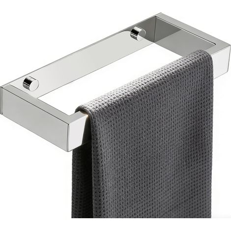 1 Porte Serviette Mural, Acier Inoxydable SUS304, Montage Vis Ou Adhésif, 20CM Chrome Poli, Pour Salle De Bain Cuisine