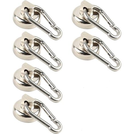 6 Stück Magnethaken, drehbare Magnetkarabiner, aus Neodym-Metall, geeignet für Küche, Lager und Badezimmer (1/5)