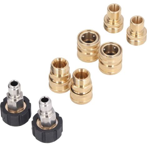 Quick disconnect kit, 8-piece portable high-pressure cleaner adapter in brass + ABS for garden hose (1/5)