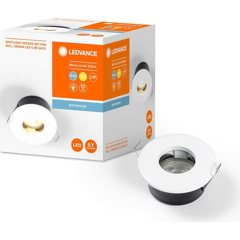 Spot LED blanc avec boîtier métallique, 4,3 Watt, 350 Lumen, 2700K, IP65, spot encastré GU-10 lampe (1/5)