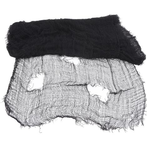 Tissu Effrayant Halloween Noir - Décoration Maison Hantée Fête 15,1ft